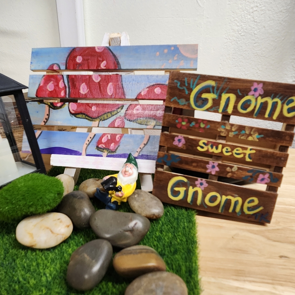 Gnome Garden Starter Set Bundle Rocks Lantern And Turf Included Mini Garden
